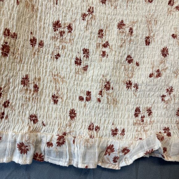 American Eagle Off Shoulder Top Y2K Large Ruffle Sleeve Crop Ruch Floral Boho - Picture 4 of 10